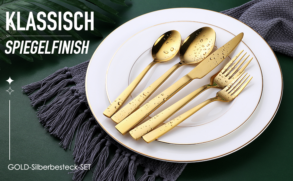 Набір столових приборів OGORI для 6 осіб, 30 предметів, з дзеркальним поліруванням, нержавіюча сталь 18/10, набір столових приборів для дому/вечірки/ресторану (подарункова коробка)