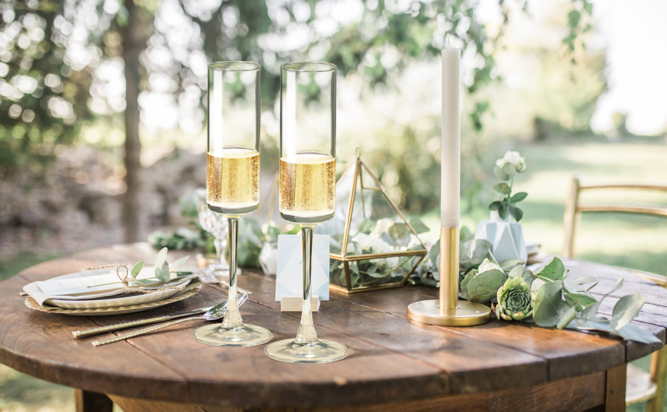 Набір келихів для шампанського ParaCity 2 шт., 170 мл, елегантні скляні келихи для шампанського, коктейлі, подарунок на день народження, весілля, Різдво, прозора новорічна декор для жінок та чоловіків (трубчаста форма)