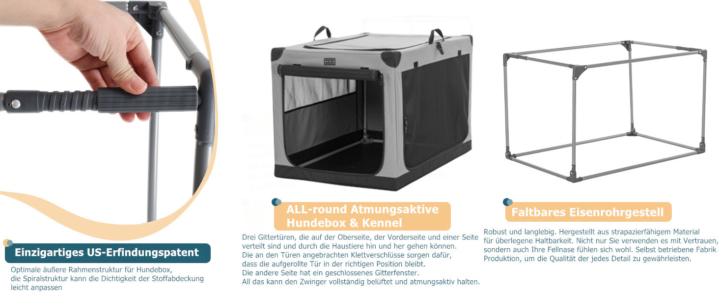 Транспортна переноска для собак Petsfit, XL, сіра - складана, для подорожей та авто, підходить для малих собак та котів