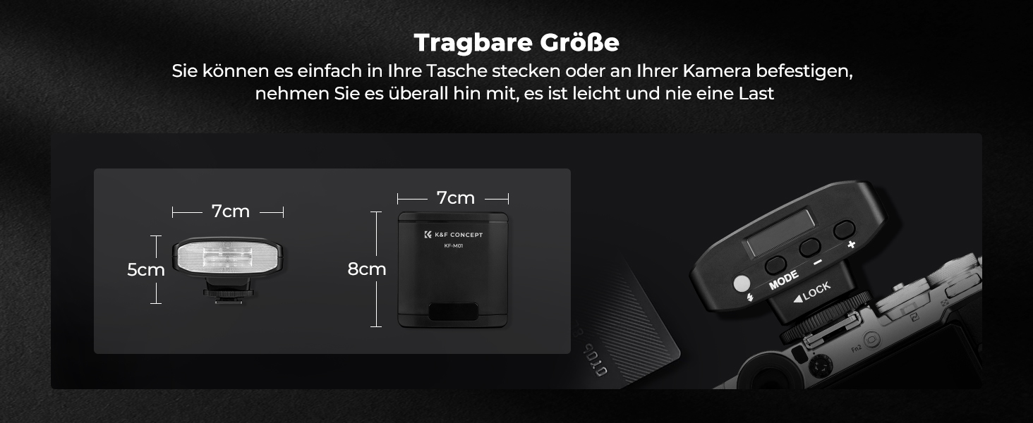 K&F CONCEPT GN12 Mini Flash - Світловий спалах для камери, 2000mAh, 8 режимів, сумісний з Nikon, Canon, Fuji, Panasonic