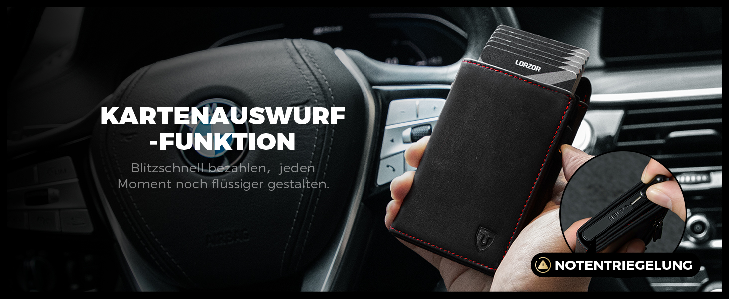 Чоловіче картхолдер LORZOR з магнітною застібкою: slim wallet з відділенням для монет, RFID захистом, вміщує 10 карт, коричневий