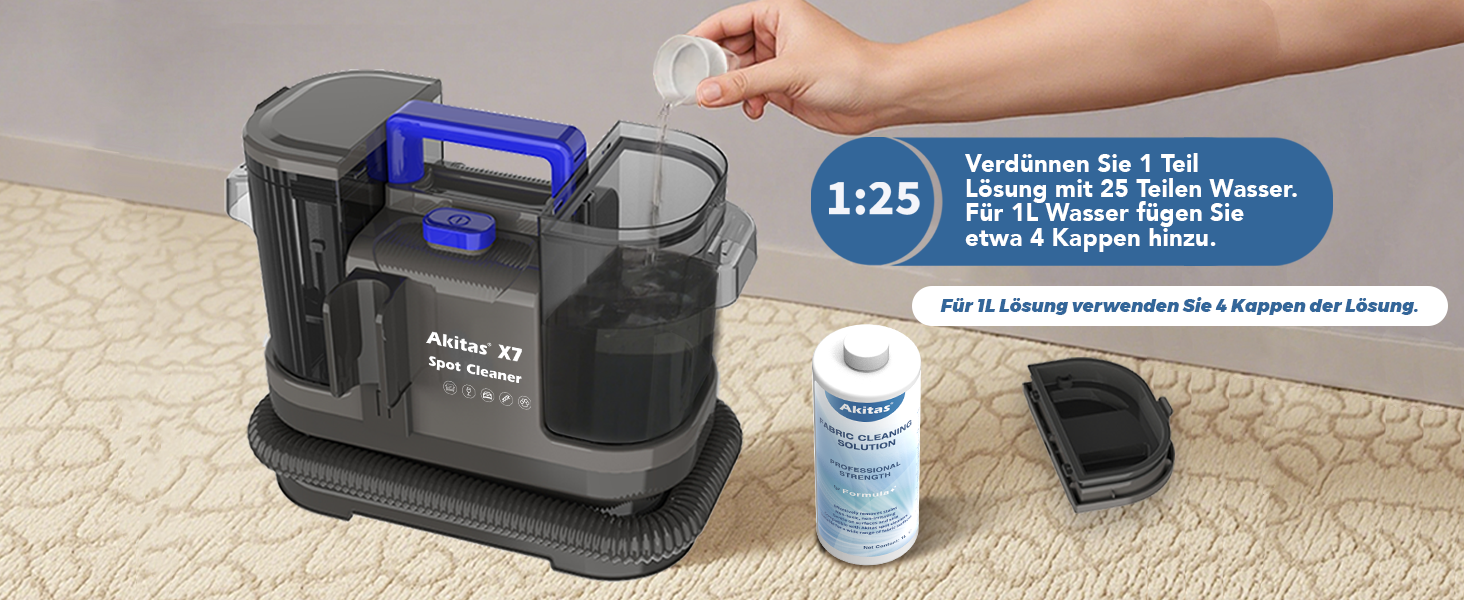 Акіта 600W волого-пилосос для чищення килимів та меблів, 2 баки, самоочищення, для видалення плям від тварин, компактний, портативний