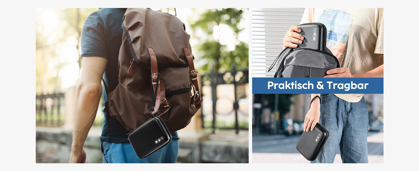 Захисний кейс ProCase для зовнішніх жорстких дисків Canvio Basics, WD Elements, My Passport, Seagate Backup Plus Slim (1/2/3/4TB) - чорний