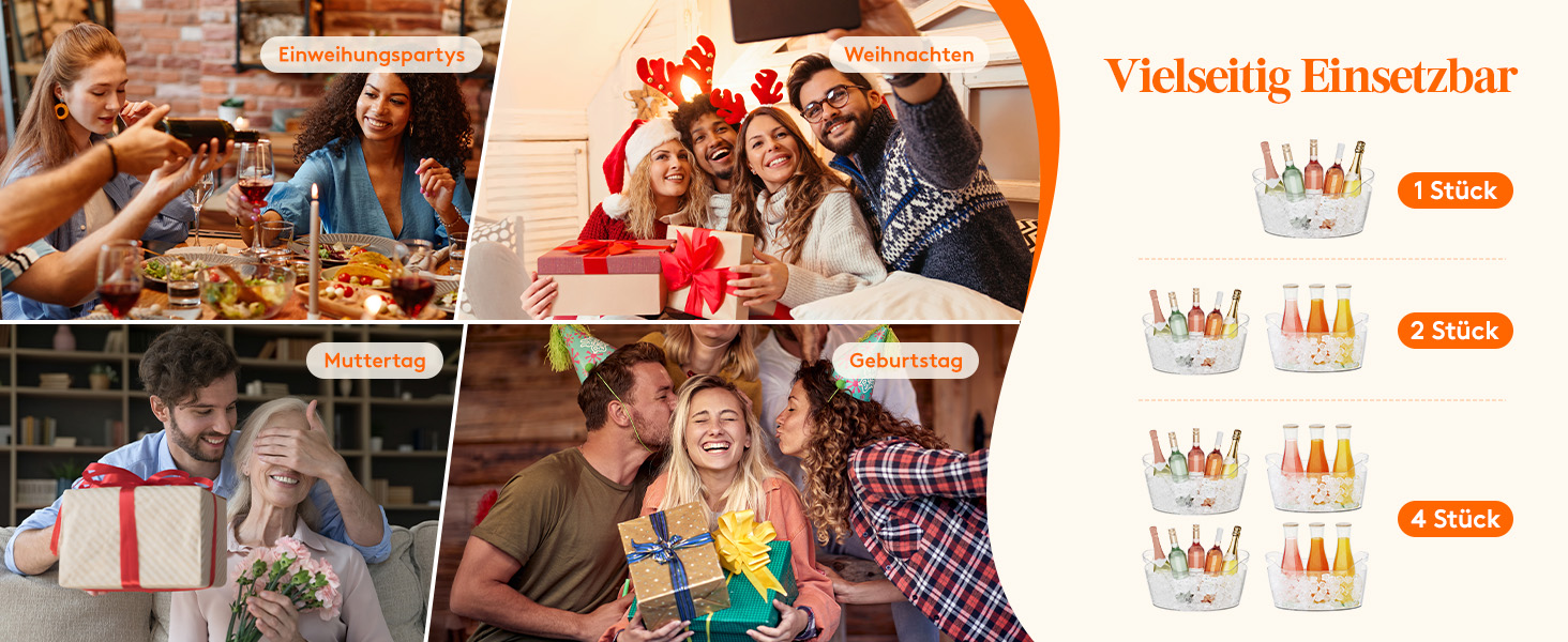 Охолоджувач для пляшок Lifewit 6,5L з лопаткою для льоду, пластиковий ведерко для шампанського (38 × 18 × 20cm), великий барний кулер з ручками для вина, пива, шампанського, напоїв, контейнер для фруктів та овочів