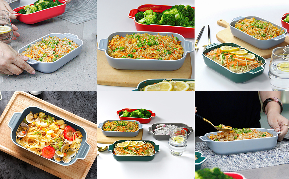 Форма для лазаньї, 2 шт., 22 x 12 см, керамічна, з ручками (блакитна)