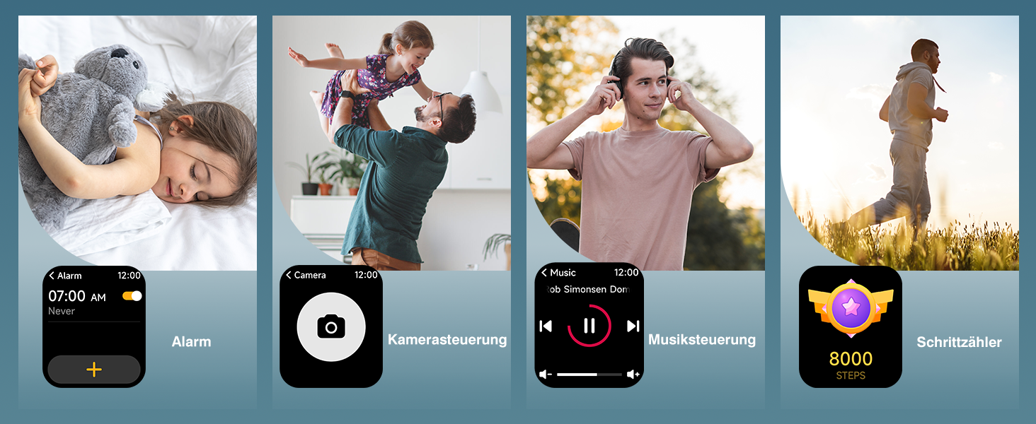 Fitpolo Розумний годинник для чоловіків та жінок, 1.8' з функцією телефону/Alexa, фітнес-годинник з моніторингом серцевого ритму/сну, водонепроникний IP68 для iPhone/Android, чорний