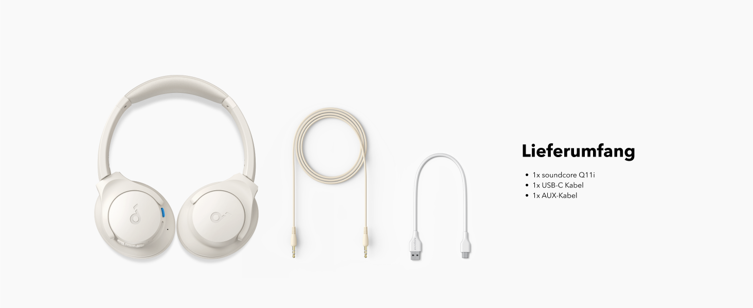 Soundcore Q11i Бездротові навушники-плеєри з Bluetooth, Anker: глибокий бас, 60 годин роботи, Hi-Res Audio, знімні амбушури, Multipoint-з'єднання (білі)