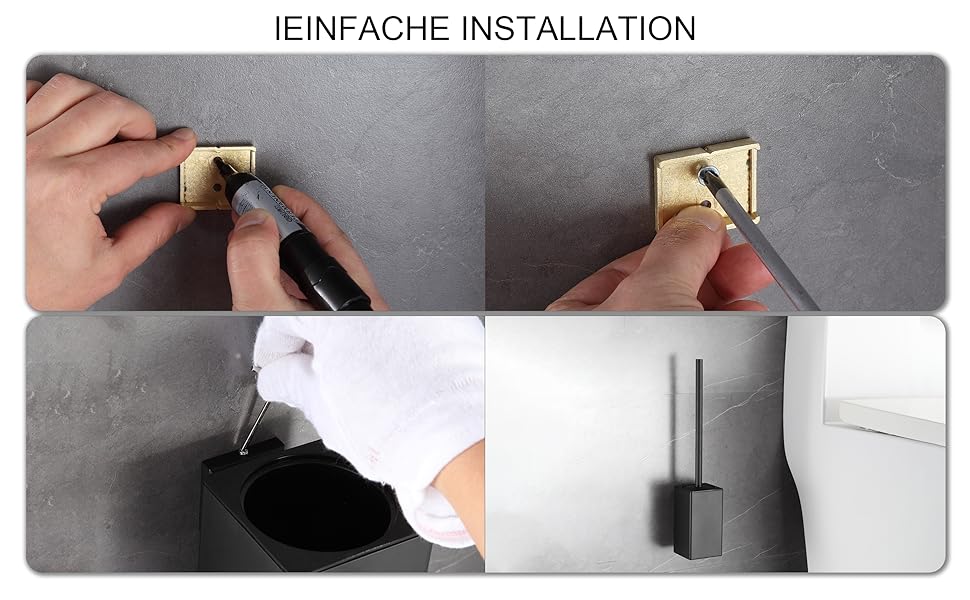 Настінний тримач для унітазної щітки BGL, матовий чорний, метал, 2 шт. в упаковці