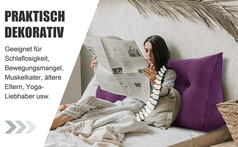 Підлогове подушник-підголівник Johnear для ліжка та дивана, 45x20x35 см, сірий