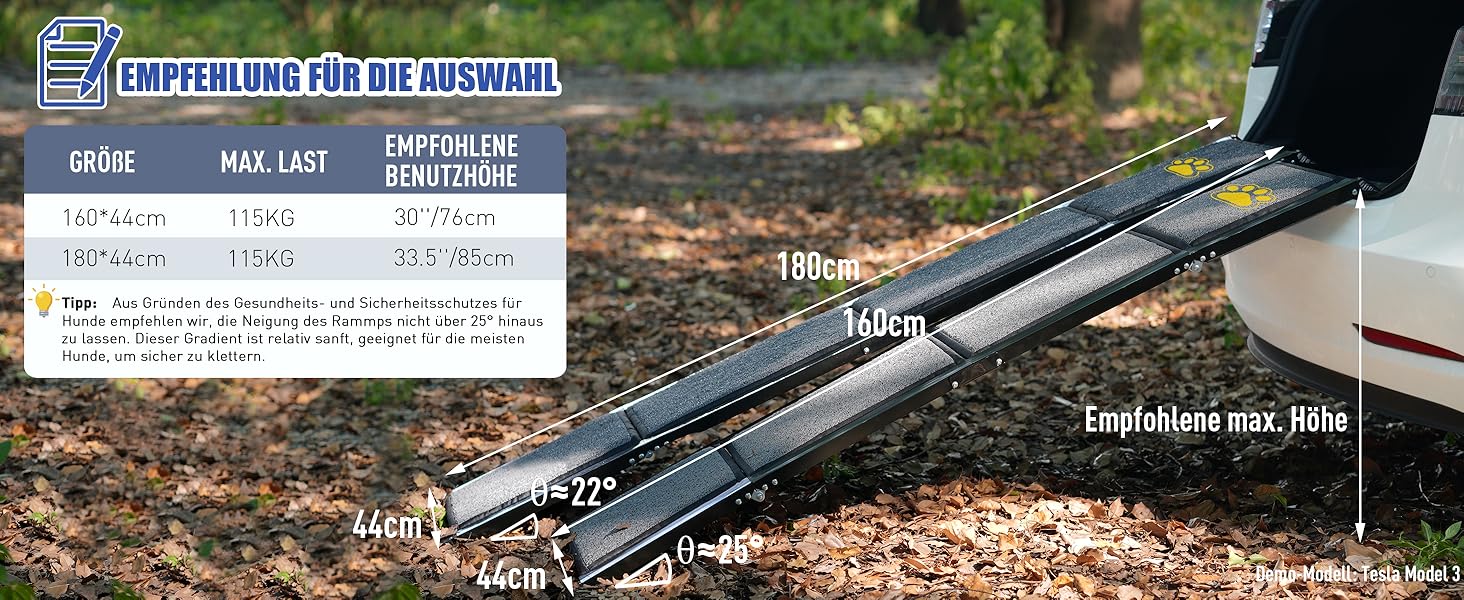 Рампа для собак BACOENG автоматична складна, 160 см, для автомобілів, вантажівок та SUV, до 110 кг, з антиковзким килимком