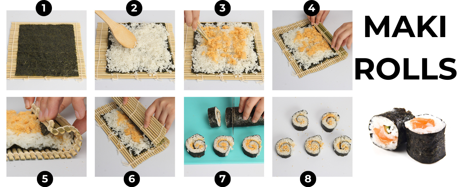 Набір для приготування суші на 17 частин. Професійний набір для суші, бамбукова килимок, ніж, форми для нігірі та онігірі, палички, ложка. Maker B