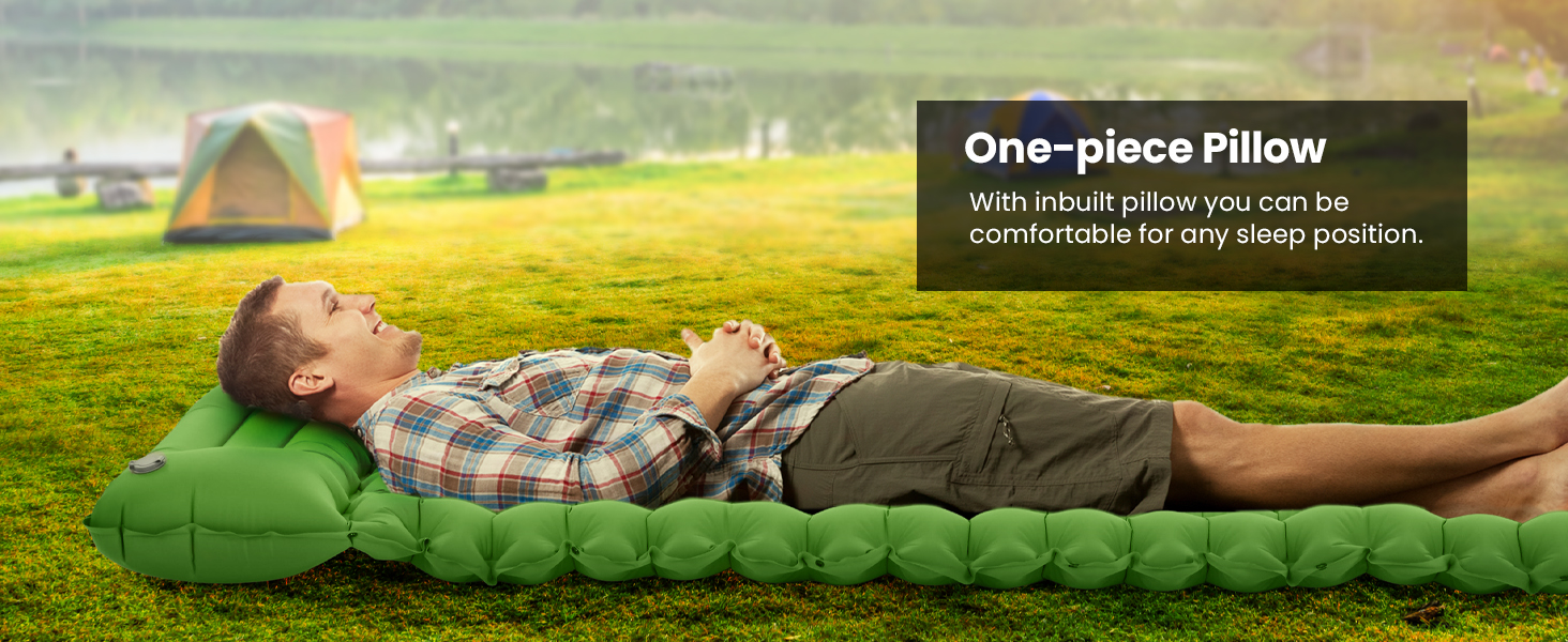 ROPODA Self-Inflating Camping Mat with Pillow & Foot Pump - Lightweight, Waterproof Sleeping Pad for Outdoor, Hiking & Travel