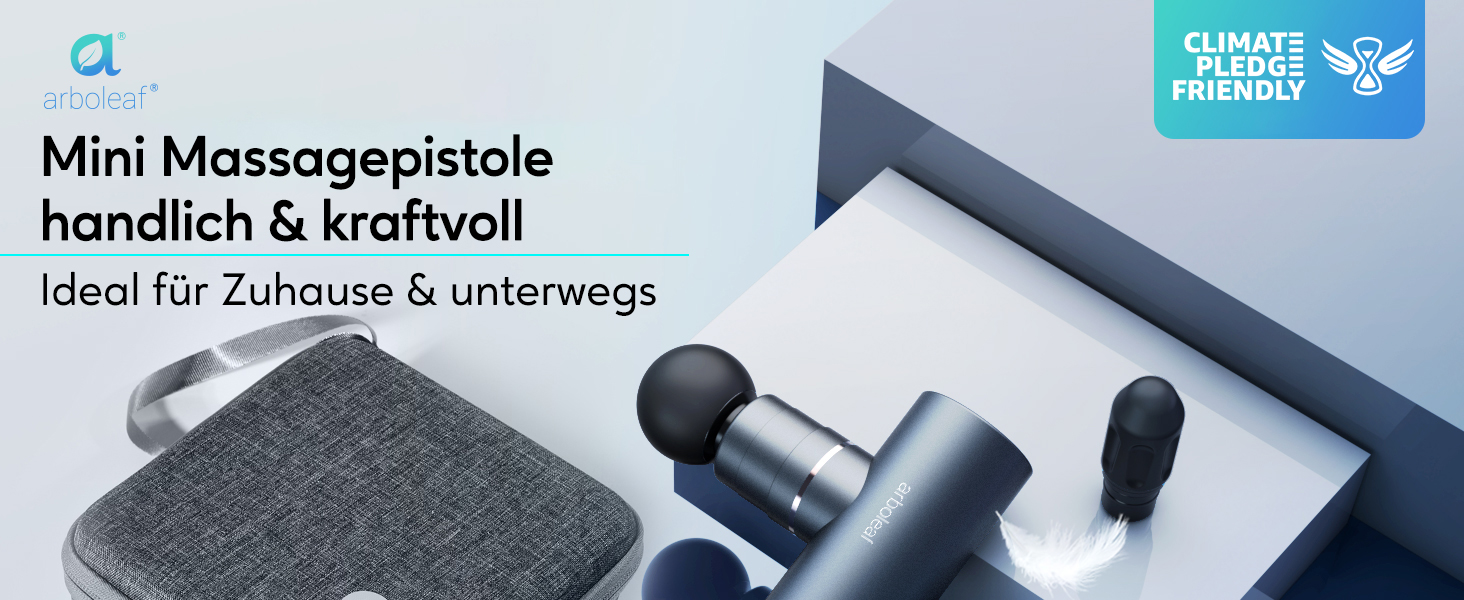 Масажер для м'язів Arboleaf Mini: тиха модель з AI, 4 насадки, USB-C, 3200 обертів, 0.47 кг, сірий колір