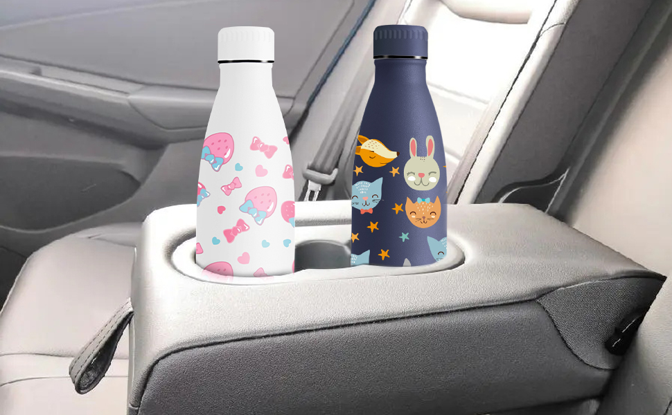 Термос Vikaster 500 мл, термофляга з нержавіючої сталі, без BPA, не протікає, багаторазовий. Ідеально для велосипеда, кемпінгу, йоги, спортзалу, фітнесу, школи, подорожей, активного відпочинку. (350 мл, Темно-синій, Динозавр)