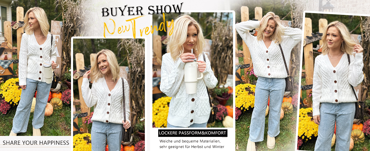 Жіночий в'язаний кардиган GRECERELLE з V-подібним вирізом та ґудзиками, класичний стиль, осінь-зима, бежевий колір