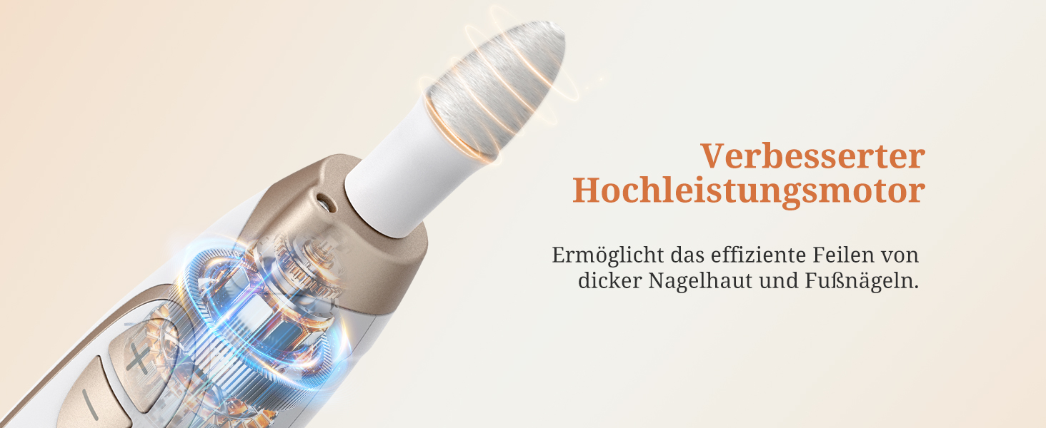 Електричний фрезер для ніг PELCAS з LCD дисплеєм: професійний набір для манікюру та педикюру, акумуляторний, для товстих нігтів та кутикули, біле золото