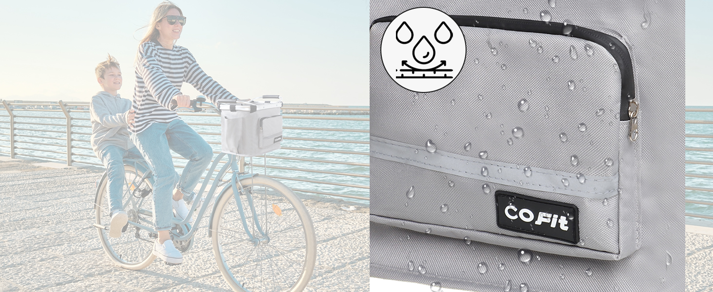 COFIT Складний велосипедний кошик, знімний багатоцільовий кошик для велосипеда, для тварин, покупок, щоденних поїздок, кемпінгу та активного відпочинку. Сірий, з бічними кишенями
