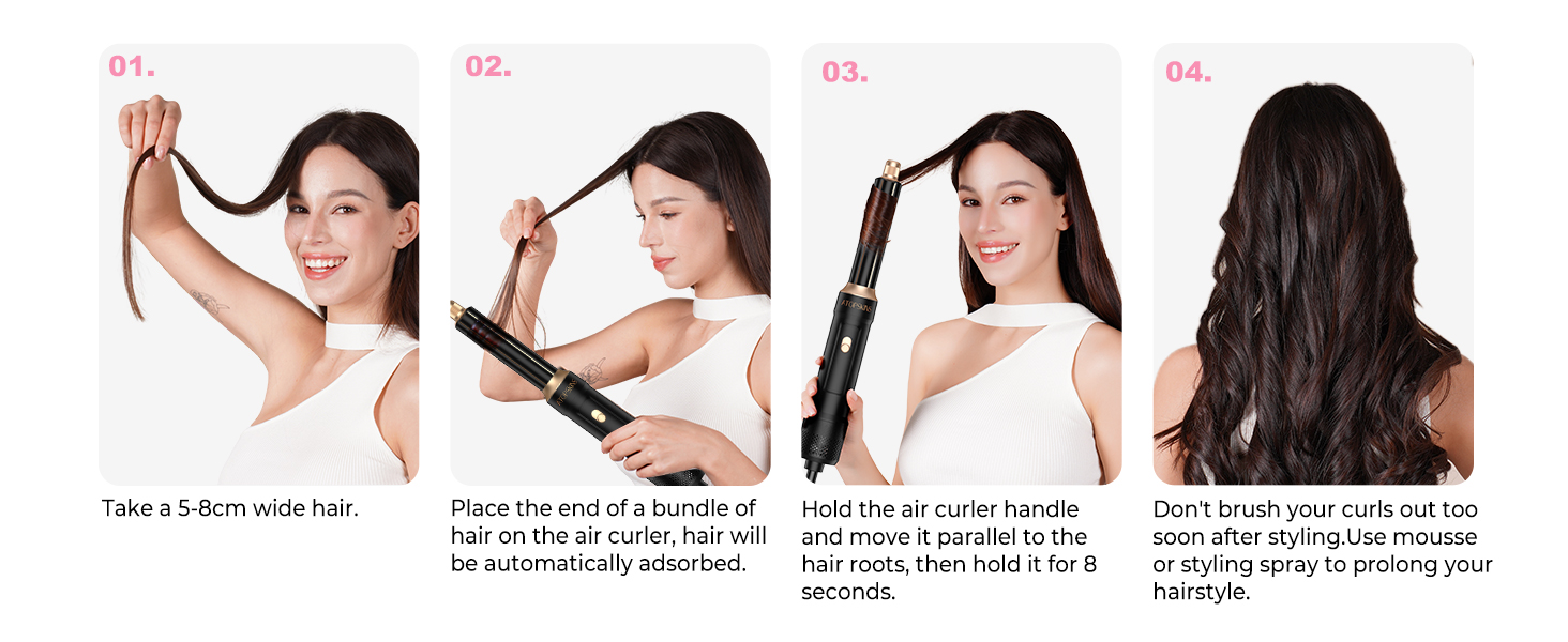 Набір для укладки волосся Atopskins Pro Airstyler 6 в 1: фен-щітка, плойка, іонізація, 1000W, чорний