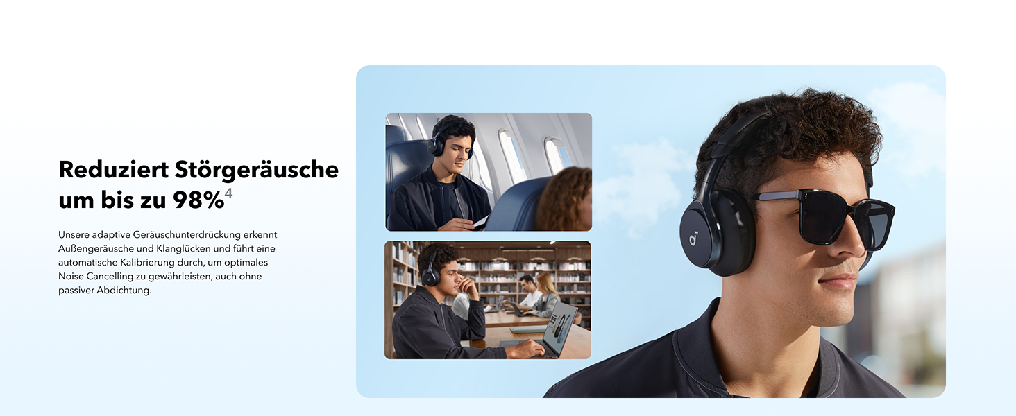 Soundcore Space One: Бездротові навушники Over-Ear з активним шумозаглушенням, Bluetooth 5.3, Hi-Res Audio (Чорний)