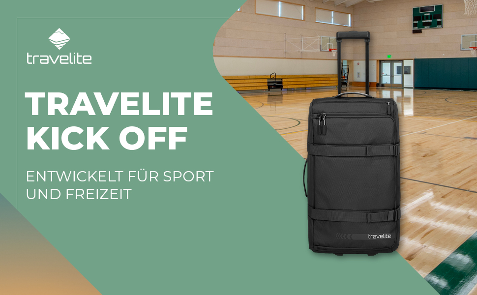 Дорожня сумка на колесах Travelite Kick Off, середня, 68 см, 65 л, чорна – валіза для подорожей і спорту