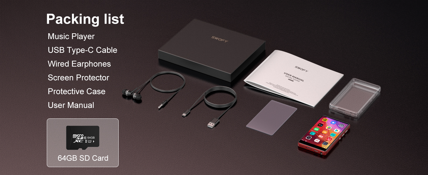 MP3 плеєр SWOFY 80GB з Bluetooth та WiFi, 4.0