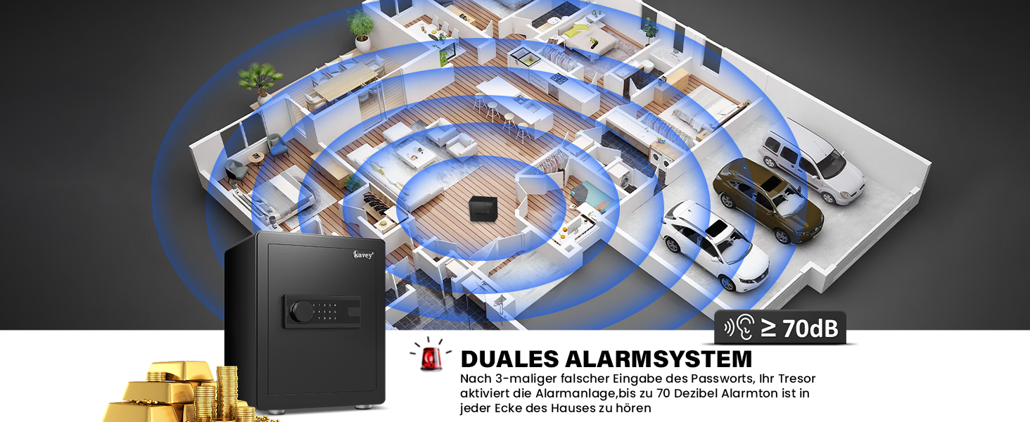 Сейф Kavey Safe Tresor 50L з цифровим замком, подвійним сигналом тривоги та LED-підсвіткою