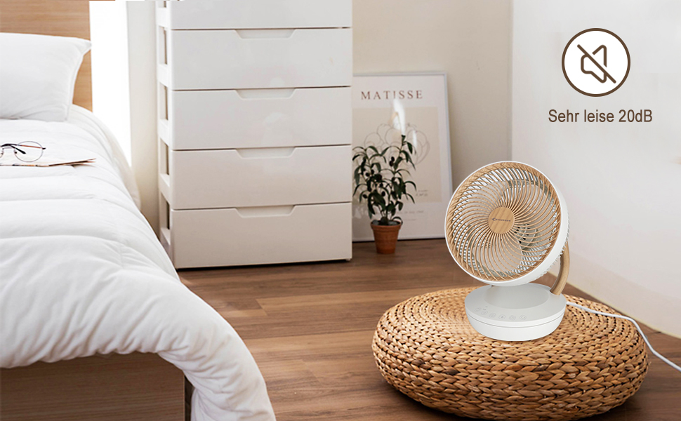 Вентилятор настільний MYCARBON FS05-A з таймером 8 годин, 8 швидкостей, ECO режим, 3D циркуляція повітря (1850 м³/год) для кімнати до 30 м²
