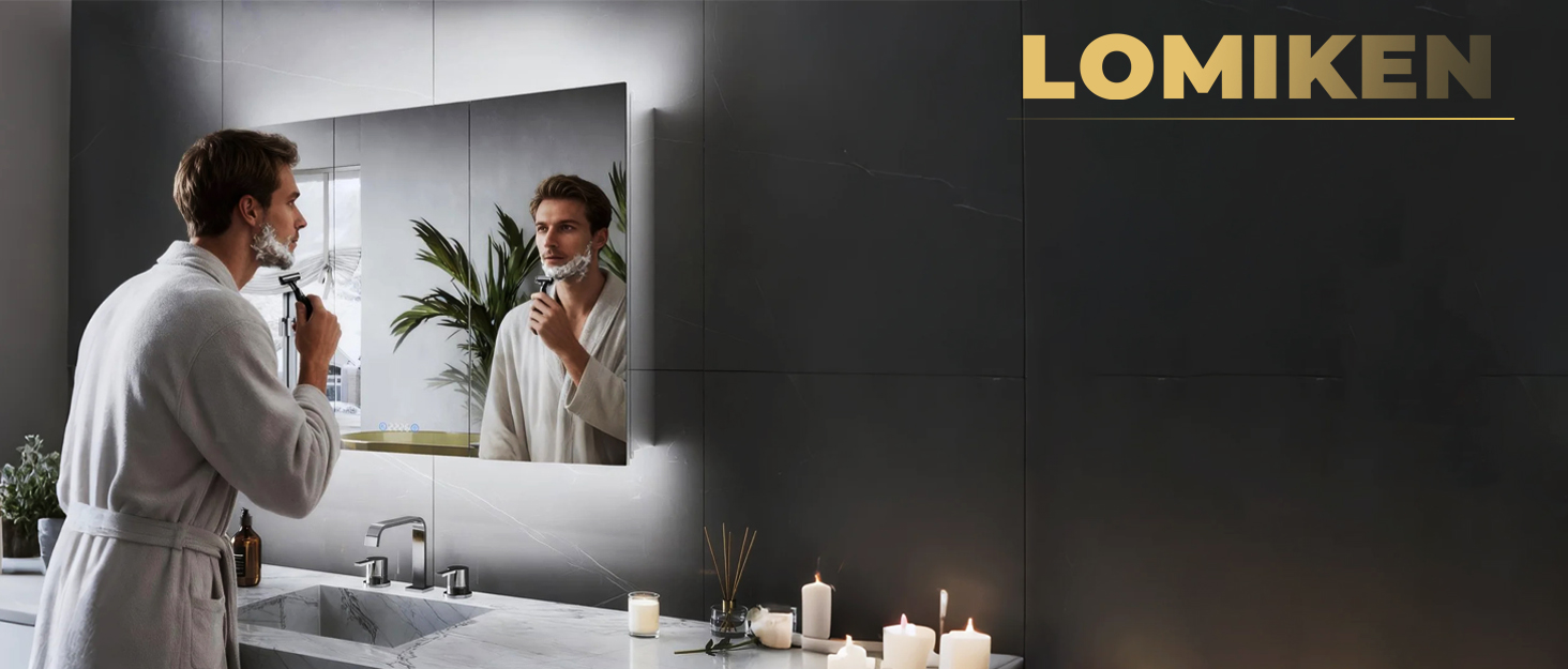 Дзеркало для ванної кімнати з підсвічуванням 60x50 см, LED, 6400K, біле світло, вертикальне/горизонтальне кріплення