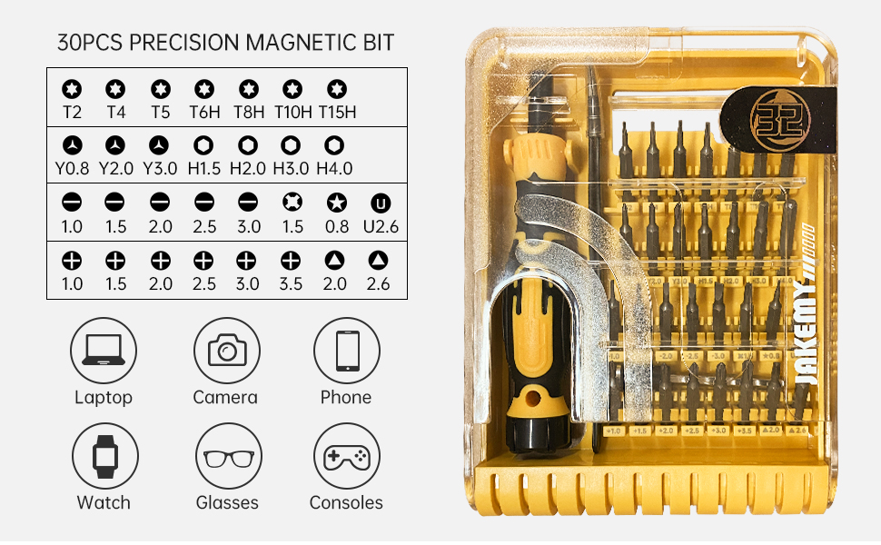 JAKEMY Mini Електродриль E21-B: Набір для дрібної механіки з регулюванням крутного моменту, LED-підсвічуванням та USB-C зарядкою