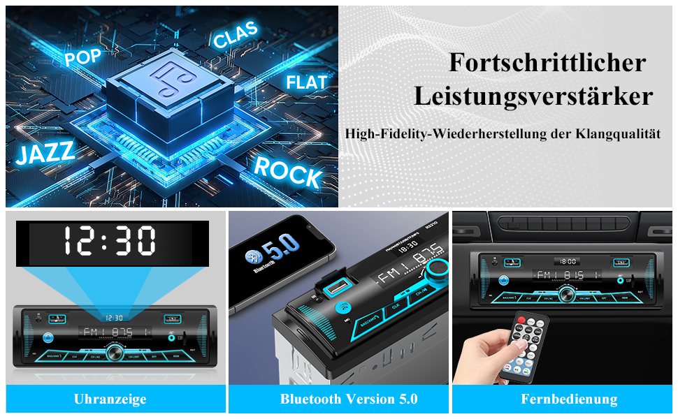 Автомобільна магнітола RDS Bluetooth 9-24В, FM/AM, MP3, USB, SD, AUX, з пультом, 7 кольорів підсвічування, гучний зв'язок