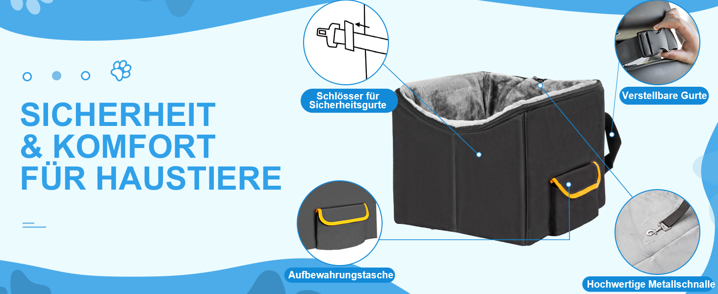 Автомобільний лежак для собак, чорний, до 9 кг - трансформер для переднього сидіння та заднього сидіння