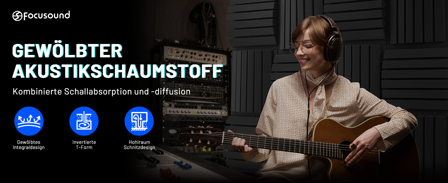 Акустичний поролон для шумоізоляції, панелі звукопоглинаючі самоклейні 30x30x7.5 см, набір 24 шт. з 150 двосторонніми клейкими накладками