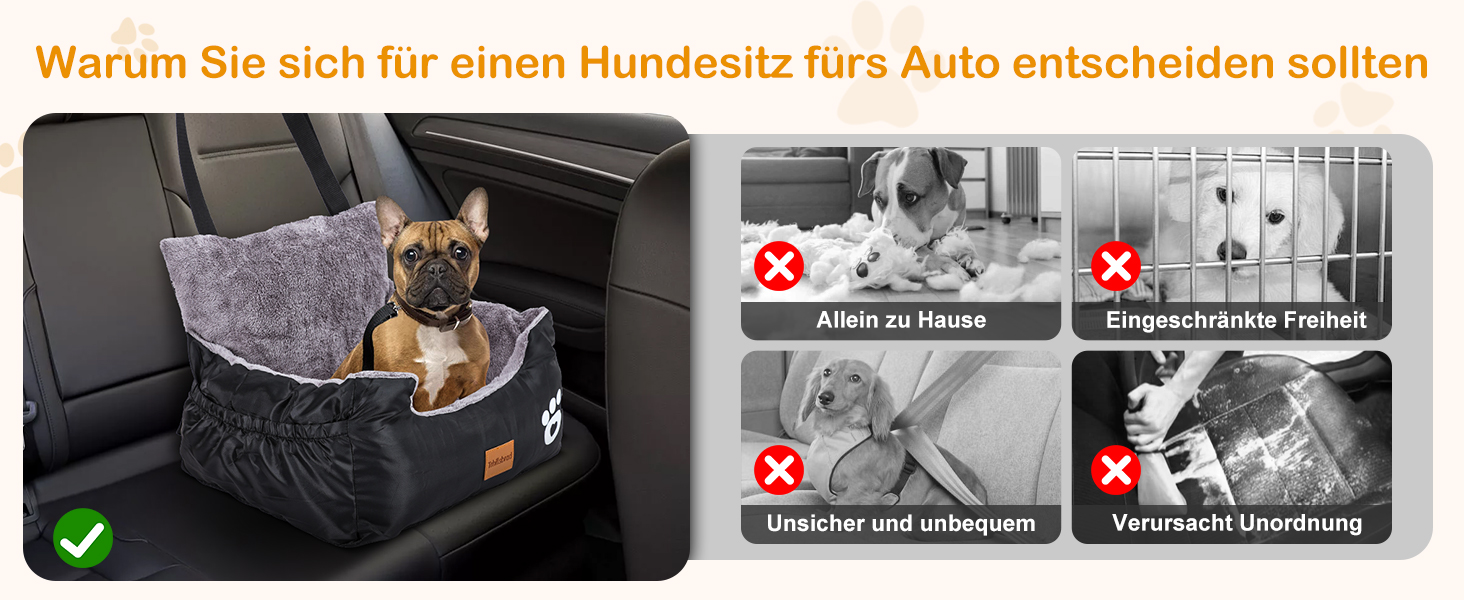 Pet Car Seat for 2 Small Dogs - Washable & Adjustable, 55x30x30cm