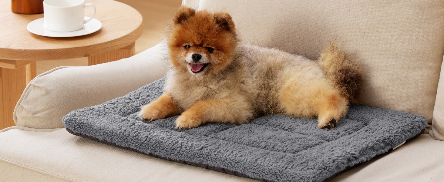 Килимок для собак середніх порід BEDSURE - 89x56 см, сірий, з густою піною та Sherpa-плюшем, легко миється