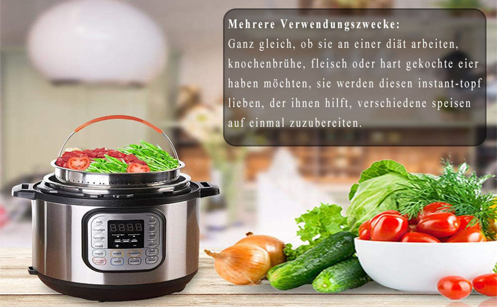 Корзина для приготування на пару з нержавіючої сталі, аксесуар для Instant Pot, з силіконовою ручкою. Підходить для приготування овочів, фруктів та яєць.