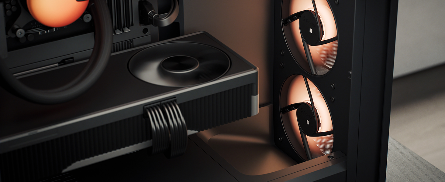 Корпус для ПК Fractal Design Pop Air 2 Black TG Mesh ATX, 3x 120 мм вентилятори, чорний, загартоване скло