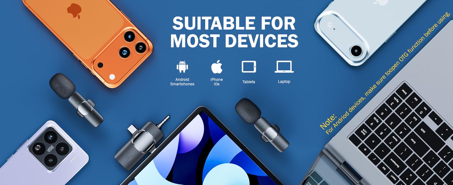 Беспроводной петличный микрофон для телефона/iPhone/iPad/камеры, мини-микрофон для стриминга, подавление шума, Plug & Play, идеален для видеосъемок, подкастов, YouTube, TikTok и интервью K15