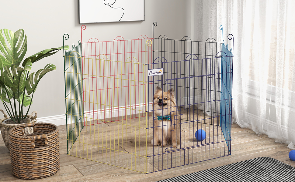 PawHut® вольєр для цуценят, огорожа для собак, вольєр-загон, 120x60x80 см (різнокольоровий)