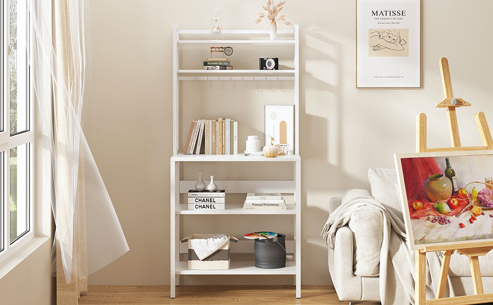 Стелаж для кухні SogesHome 5-ярусний, 80x40 см, з гачками, білий