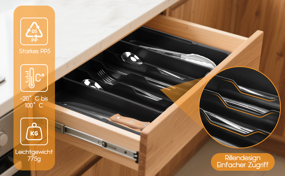 Органайзер для столових приборів розширюваний, для шухляд, 4-7 секцій - ідеальне зберігання в кухні