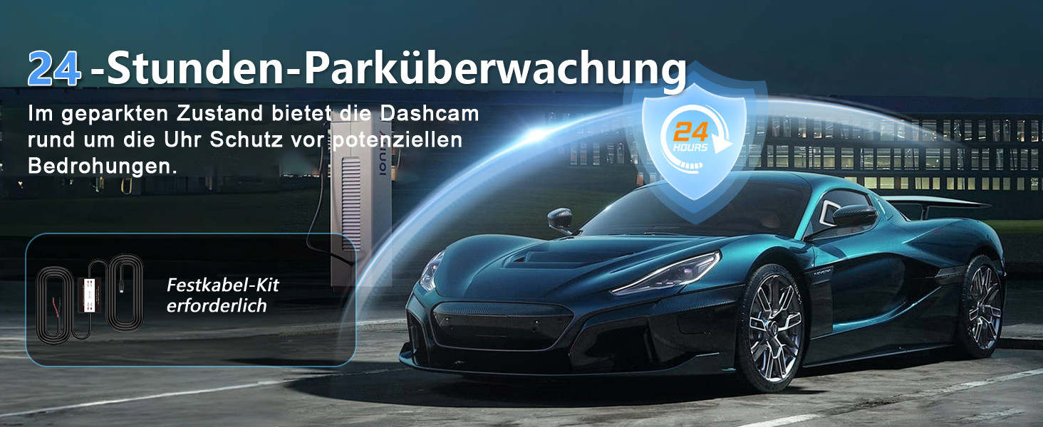 Відеореєстратор Chortau Dashcam 4K+1080P з двома камерами, WiFi, LCD 3 дюйми, 64GB SD, Нічне бачення, G-сенсор, Park Mode