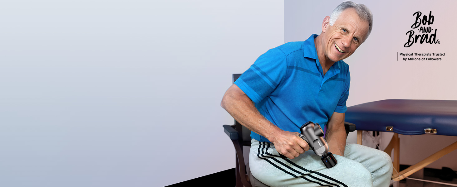 Bob & Brad C2 Deep Tissue Massage Gun - 5 Speed Muscle Massager with 5 Attachments for Home, Office, Workout, Recovery & Pain Relief - Heat & Cold Therapy Head
