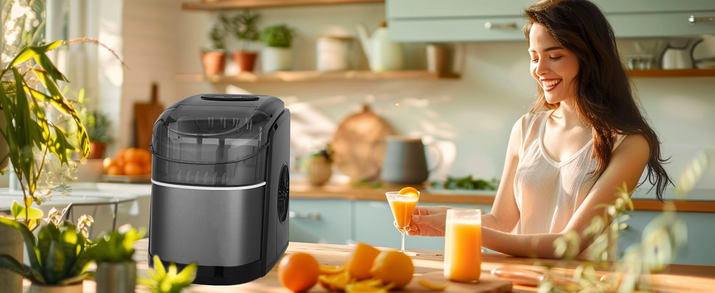 Машина для приготування льоду 12 кг, Ice Maker, чорний, з функцією самоочищення
