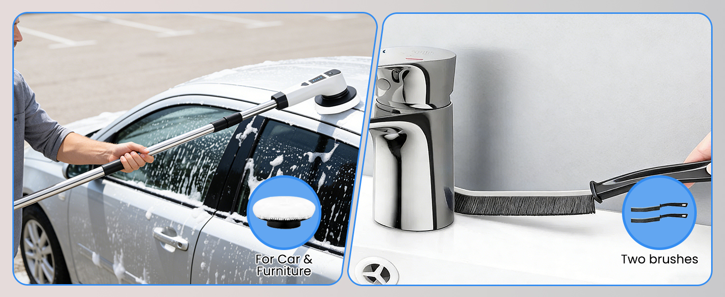 Електрична щітка для чищення швів та поверхонь, 10 насадок, регульована ручка, для ванної, кухні, авто, підлоги