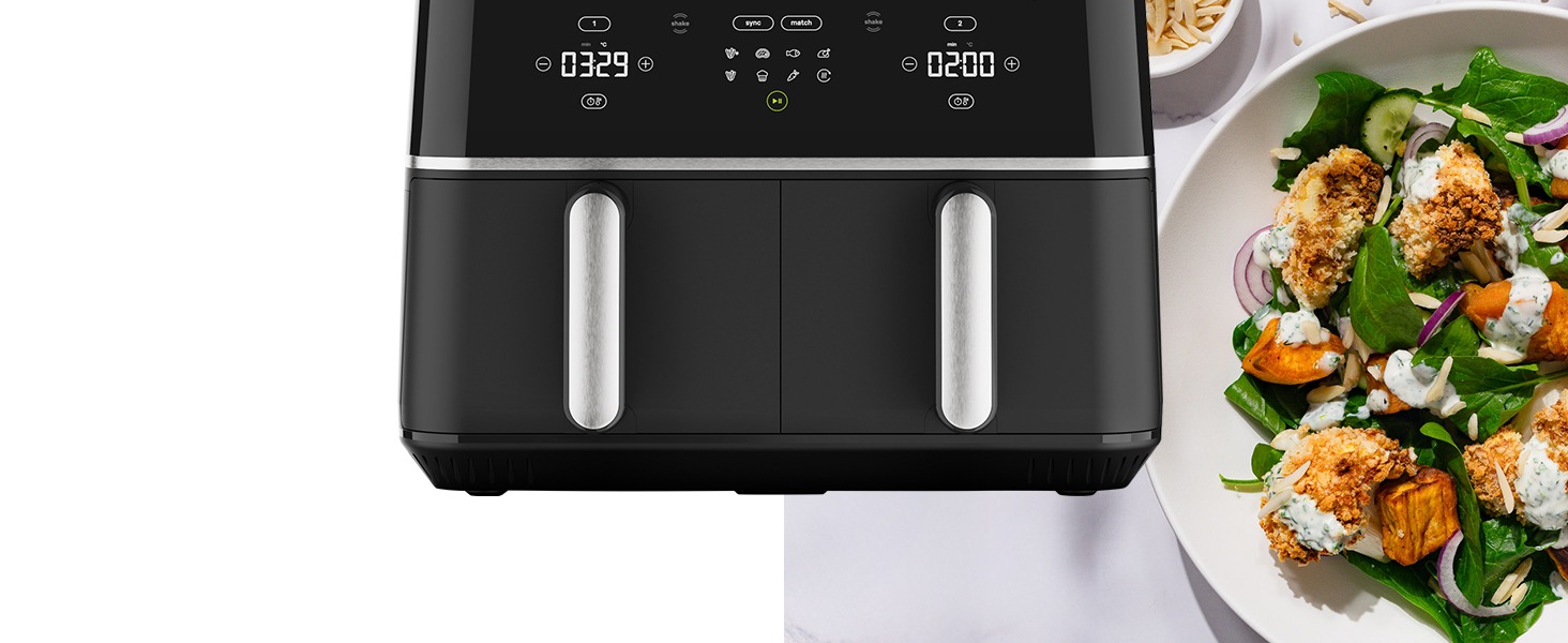 Фритюрниця електрична Braun TwinCook 3 TD3030IBK 10л (8л + 2л) з двома камерами, 8 програм, чорна, без PFAS