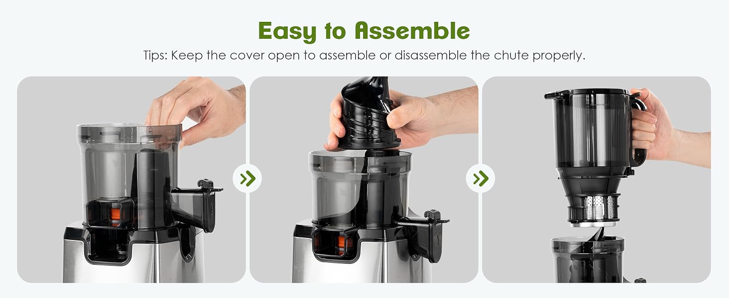 Шнекова соковижималка Fretta Slow Juicer з нержавіючої сталі для овочів та фруктів, сіра