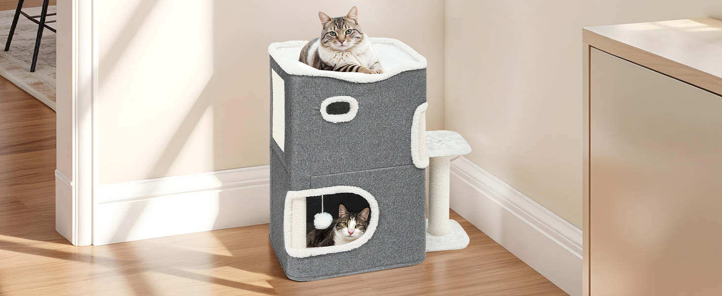 Кігтеточка-будиночок для котів, велика, з інтегрованою драбиною та місцем для відпочинку
