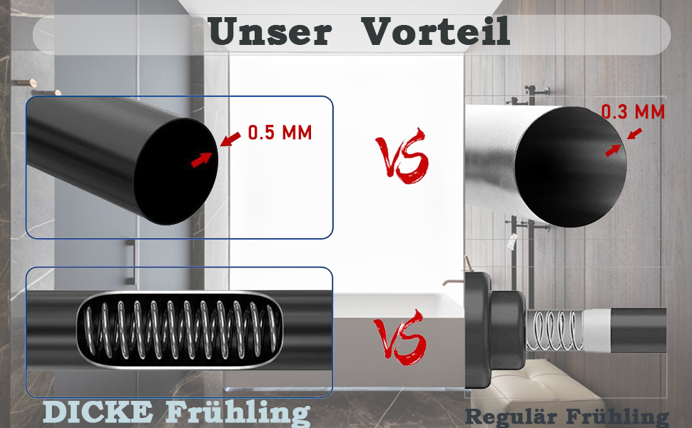 Висувна штанга для душу з нержавіючої сталі 135-200 см - без свердління, для ванної, душової кабіни, дверей