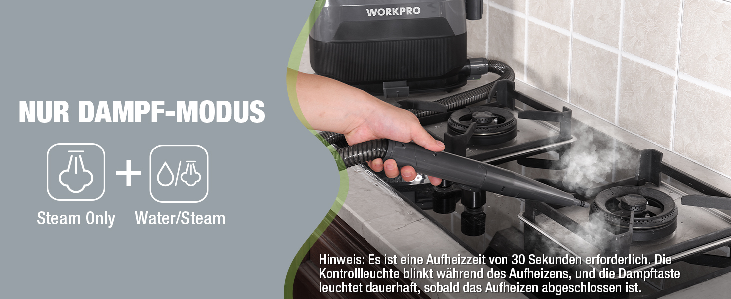 WORKPRO Мийний пилосос для килимів та м'яких меблів, 16 kPa, 4 режими очищення, насадки для килимів, диванів, матраців, вікон, видалення тваринських плям