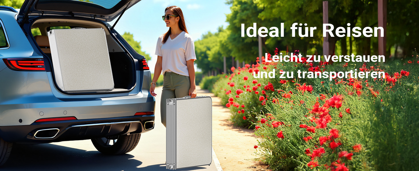 Складаний туристичний стіл 180x60x70 см з регулюванням висоти, алюмінієвий каркас, стільниця МДФ, багатофункціональний, для кемпінгу, саду, дачі